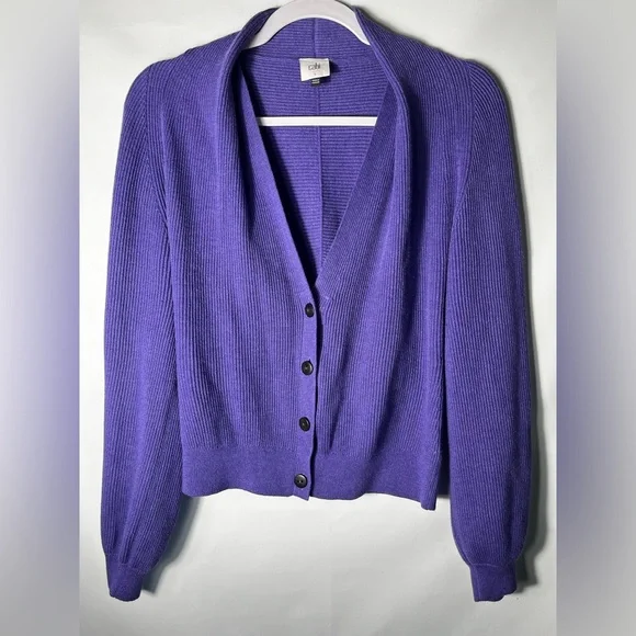 Cabi Sunday Cardigan Ribbed Purple Violet Size Small - Picture 2 of 7
